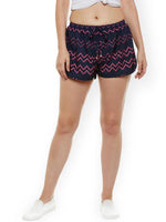 WISSTLER Women Navy & Pink Chevron Print Regular Fit Shorts