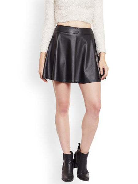 Zastraa Black Flared A-Line Skirt
