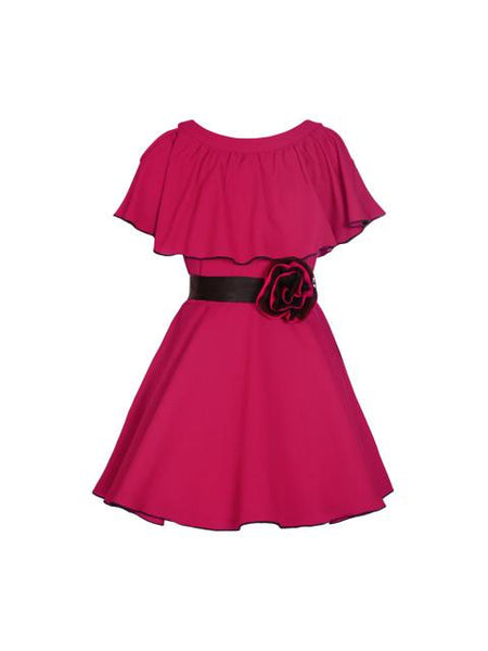 naughty ninos Girls Magenta Solid Fit and Flare Cape Dress