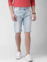 Mast & Harbour Men Blue Washed Regular Fit Denim Shorts