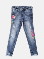 VITAMINS Girls Blue Mid-Rise Mildly Distressed Stretchable Jeans