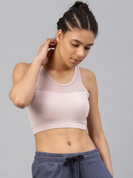 HRX by Hrithik Roshan Peach-Coloured Solid Non-Wired Lightly Padded Sports Bra
