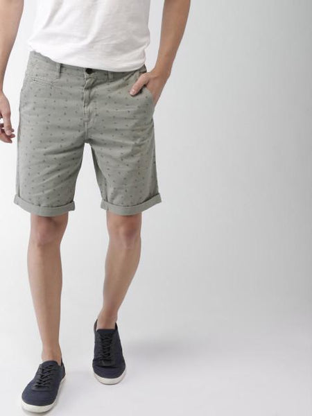 Mast & Harbour Men Grey Printed Slim Fit Chino Shorts