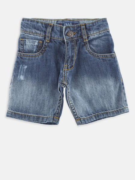CHALK by Pantaloons Boys Blue Washed Regular Fit Denim Shorts