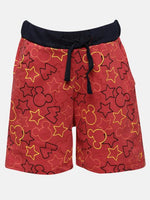 YK Boys Red Printed Regular Fit Shorts