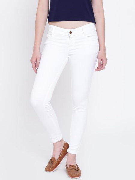 High Star Women White Slim Fit Mid-Rise Clean Look Stretchable Jeans